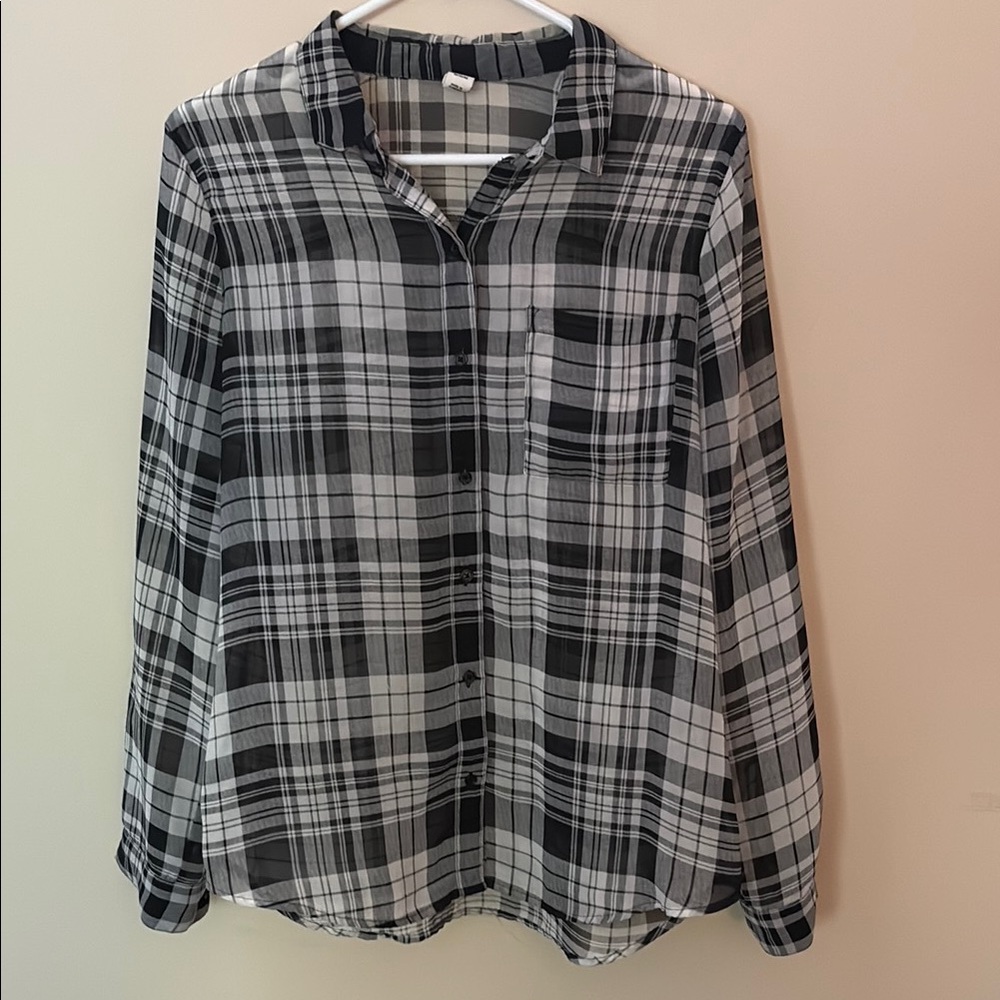 Old Navy Black and White Checkered Shirt